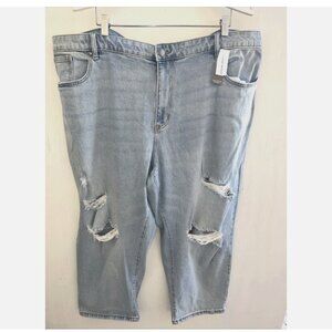 LANE BRYANT Blue Boyfriend Capri Jeans Mid Rise Flex Magic Waistband Size 24 NWT